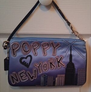 Coach Poppy New York Wristlet - Blue and Black